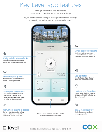 a screenshot of an iphone showing the key level features of the app